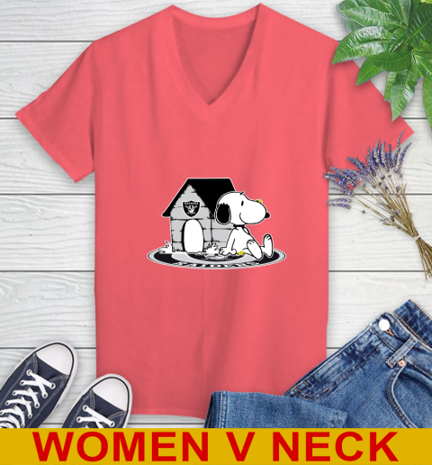 NFL Football Oakland Raiders Snoopy The Peanuts Movie Shirt Women's V-Neck T-Shirt 7