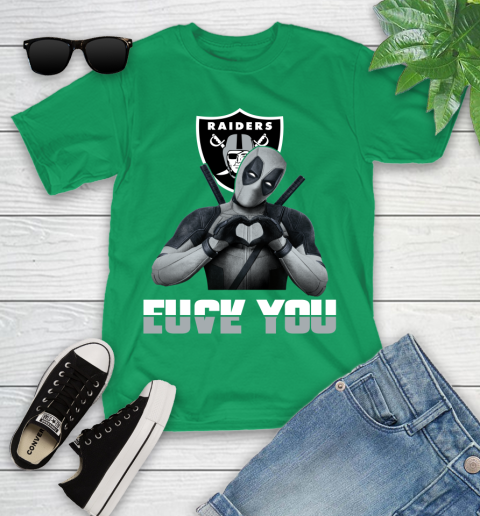 NHL Oakland Raiders Deadpool Love You Fuck You Football Sports Youth T-Shirt 8