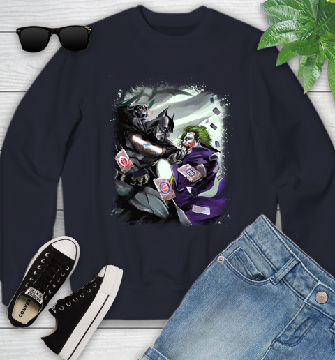 Los Angeles Dodgers MLB Baseball Batman Fighting Joker DC Comics Youth Sweatshirt - Image 4