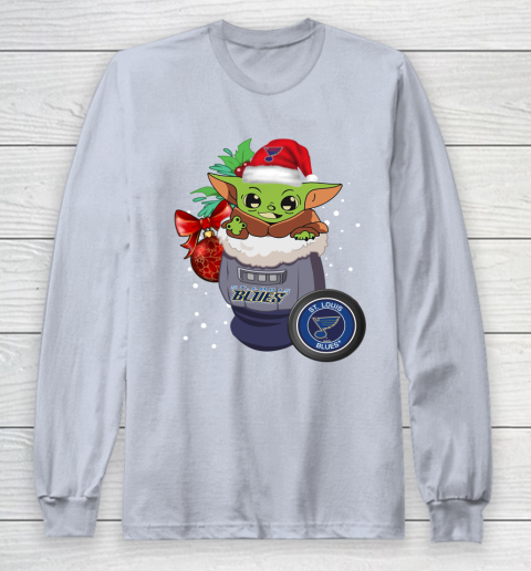 St.Louis Blues Christmas Baby Yoda Star Wars Funny Happy NHL Long Sleeve T-Shirt 6