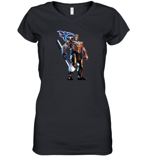NFL Thanos Marvel Avengers Endgame Football Tennessee Titans Women's V-Neck T-Shirt