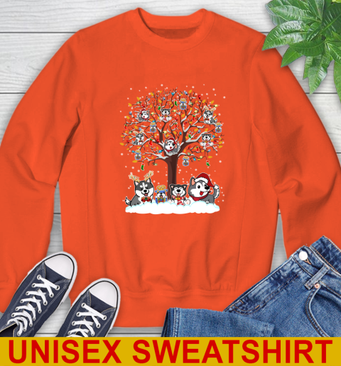 Husky dog pet lover light christmas tree shirt 168