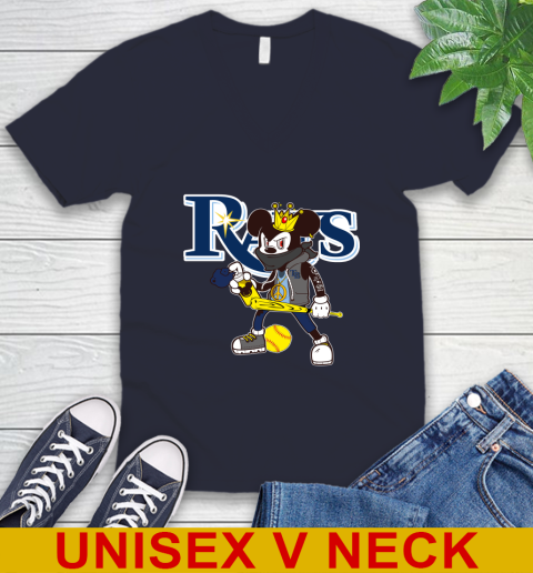 Tampa Bay Rays MLB Baseball Mickey Peace Sign Sports V-Neck T-Shirt 3