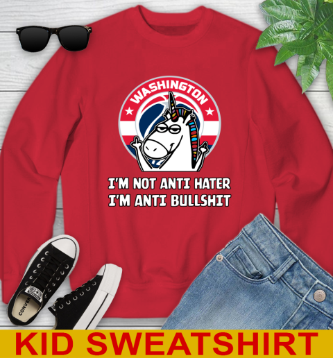 Washington Wizards NBA Basketball Unicorn I'm Not Anti Hater I'm Anti Bullshit Youth Sweatshirt 8