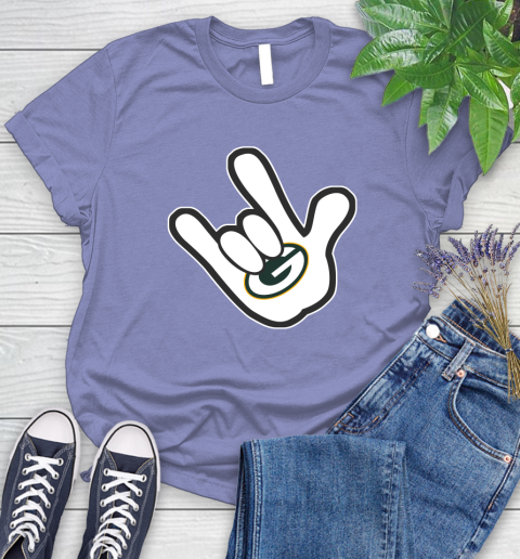Green Bay Packers NFL Football Mickey Rock Hand Disney Women's T-Shirt 11