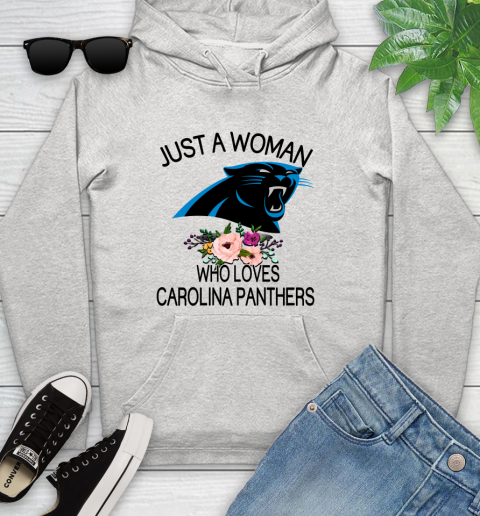NFL Just A Woman Who Loves Carolina Panthers Football Sports Youth Hoodie