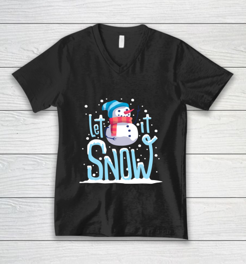 Christmas Snowman Let it Snow V-Neck T-Shirt