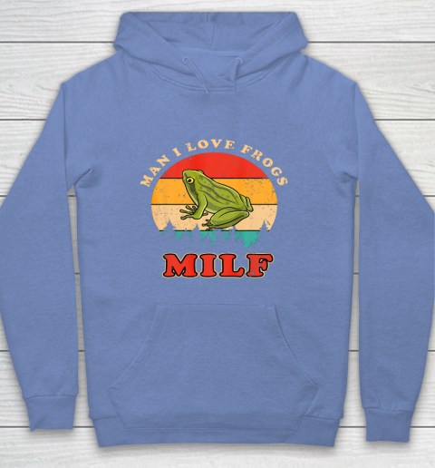 MILF Man I Love Frogs Funny Retro Frog Youth Hoodie 8