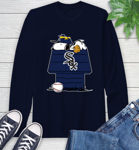 MLB Chicago White Sox Snoopy Woodstock The Peanuts Movie Baseball T Shirt Long Sleeve T-Shirt 4