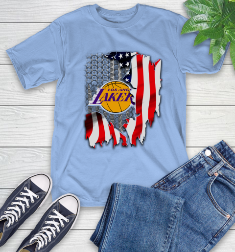 Los Angeles Lakers NBA Basketball American Flag T-Shirt 12