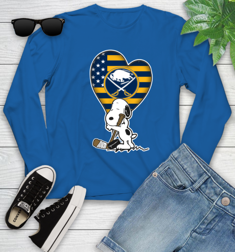 Buffalo Sabres NHL Hockey The Peanuts Movie Adorable Snoopy Youth Long Sleeve 9