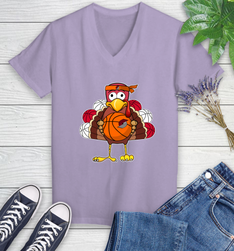 Portland Trail Blazers Turkey thanksgiving day Women's V-Neck T-Shirt 14