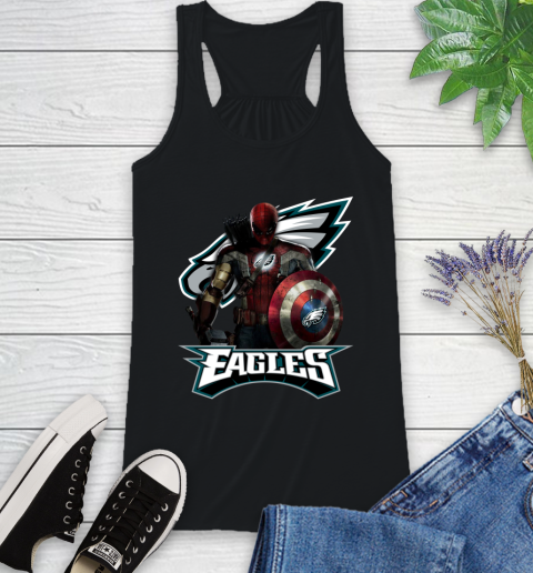 NFL Captain America Thor Spider Man Hawkeye Avengers Endgame Football Philadelphia Eagles Racerback Tank 2