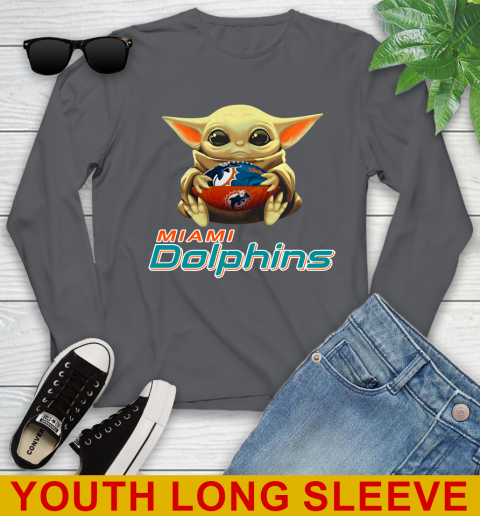 NFL Football Miami Dolphins Baby Yoda Star Wars Shirt Youth Long Sleeve 9