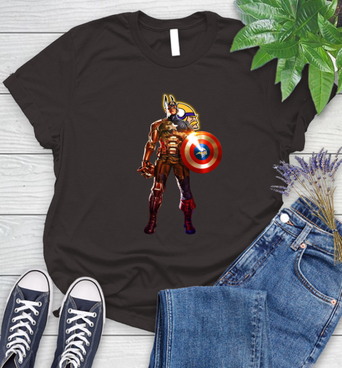 NFL Captain America Marvel Avengers Endgame Football Sports Minnesota Vikings Women's T-Shirt 8