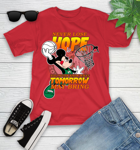 Boston Celtics NBA Basketball Mickey Disney Never Lose Hope Youth T-Shirt 13