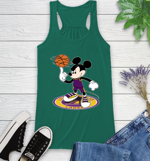 NBA Basketball Los Angeles Lakers Cheerful Mickey Disney Shirt Racerback Tank 7