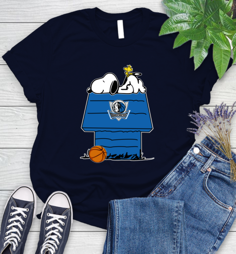 Dallas Mavericks NBA Basketball Snoopy Woodstock The Peanuts Movie Women's T-Shirt 3