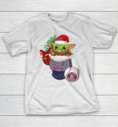 St.Louis Cardinals Christmas Baby Yoda Star Wars Funny Happy MLB T-Shirt 3