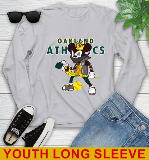 Oakland Athletics MLB Baseball Mickey Peace Sign Sports Youth Long Sleeve 6