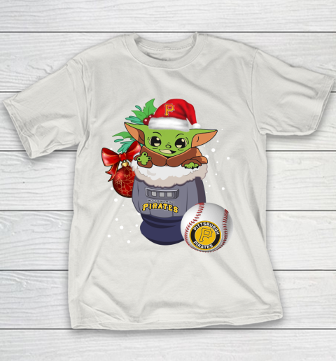 Pittsburgh Pirates Christmas Baby Yoda Star Wars Funny Happy MLB Youth T-Shirt 11