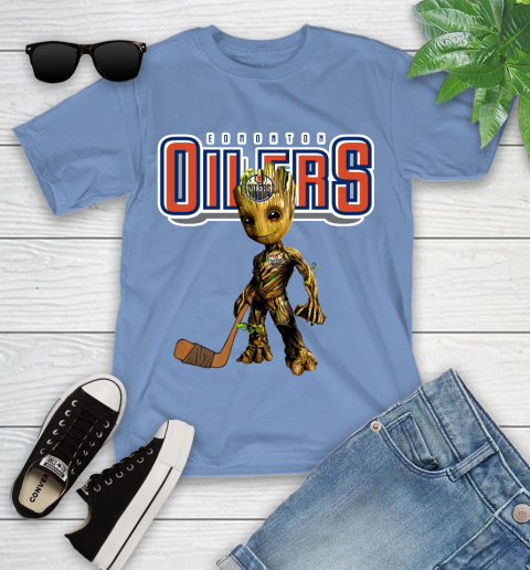 Edmonton Oilers NHL Hockey Groot Marvel Guardians Of The Galaxy Youth T-Shirt 11
