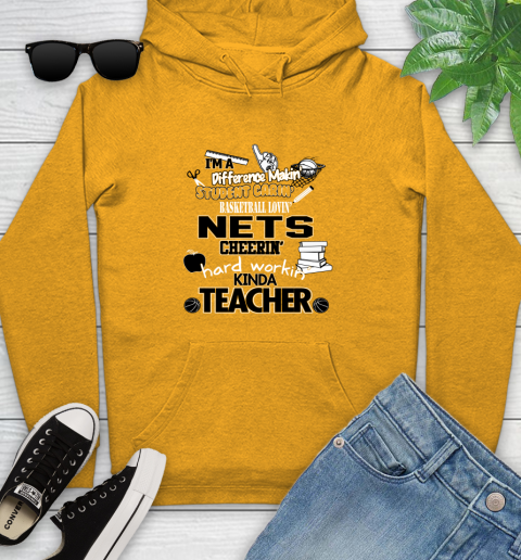 Brooklyn Nets NBA I'm A Difference Making Student Caring Basketball Loving Kinda Teacher Youth Hoodie 2