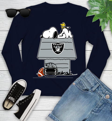 Oakland Raiders NFL Football Snoopy Woodstock The Peanuts Movie Youth Long Sleeve 3