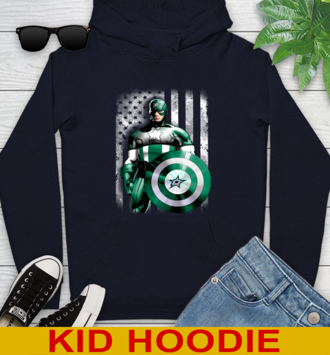 Dallas Stars NHL Hockey Captain America Marvel Avengers American Flag Shirt Youth Hoodie 3