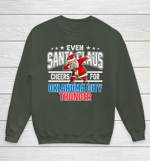 Oklahoma City Thunder Even Santa Claus Cheers For Christmas NBA Youth Sweatshirt 8