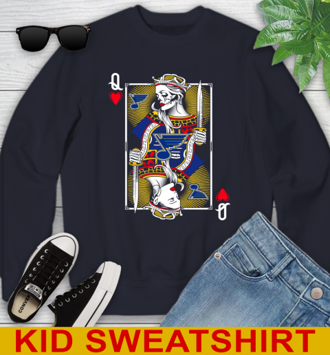 NHL Hockey St.Louis Blues The Queen Of Hearts Card Shirt Youth Sweatshirt 2
