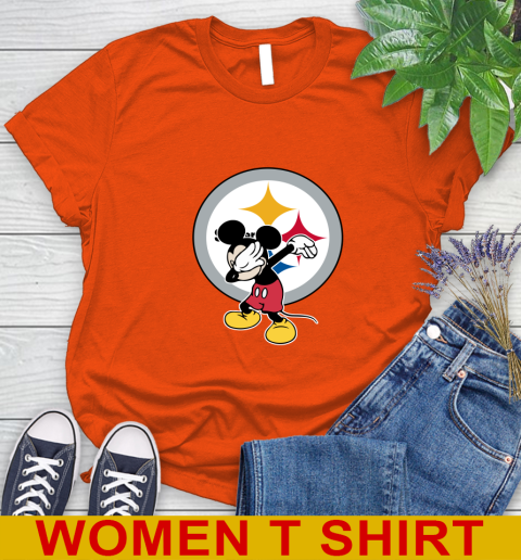 Pittsburgh Steelers NFL Football Dabbing Mickey Disney Sports Women's T-Shirt 4