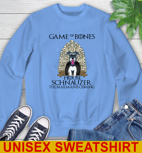 Game of bones house schnauzer dog the mailman is coming tshirt 35