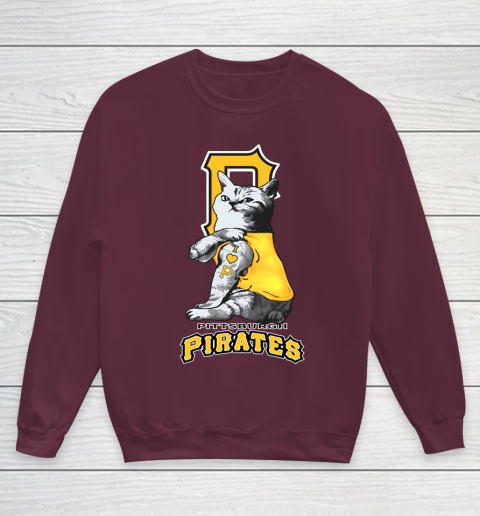 MLB Baseball My Cat Loves Pittsburgh Pirates Youth Sweatshirt 4