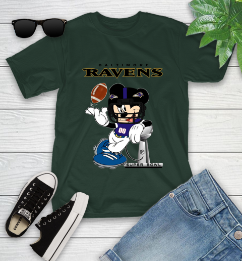 NFL Baltimore Ravens Mickey Mouse Disney Super Bowl Football T Shirt Youth T-Shirt 5