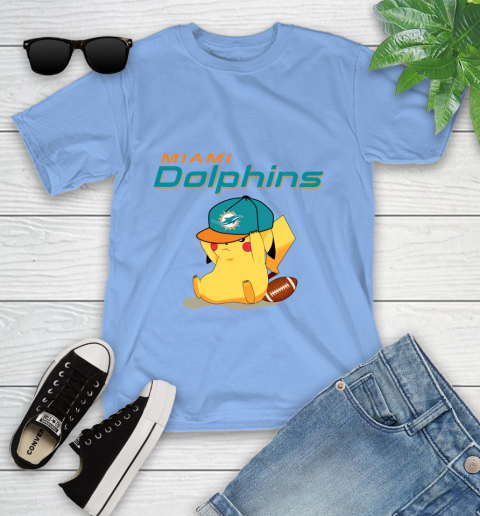 NFL Pikachu Football Sports Miami Dolphins Youth T-Shirt 11