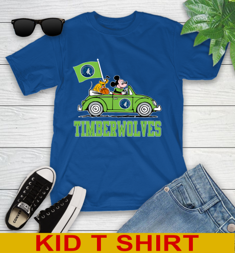 NBA Basketball Minnesota Timberwolves Pluto Mickey Driving Disney Shirt Youth T-Shirt 9
