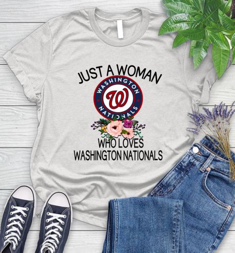 MLB Just A Woman Who Loves Washington Nationals Baseball Sports Women's T-Shirt
