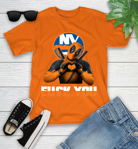 NHL New York Islanders Deadpool Love You Fuck You Hockey Sports Youth T-Shirt 9