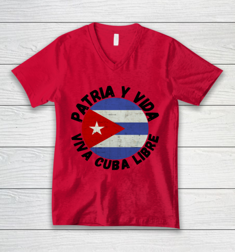 Patria Y Vida Viva Cuba Libre SOS CUba Free Cuba V-Neck T-Shirt 3