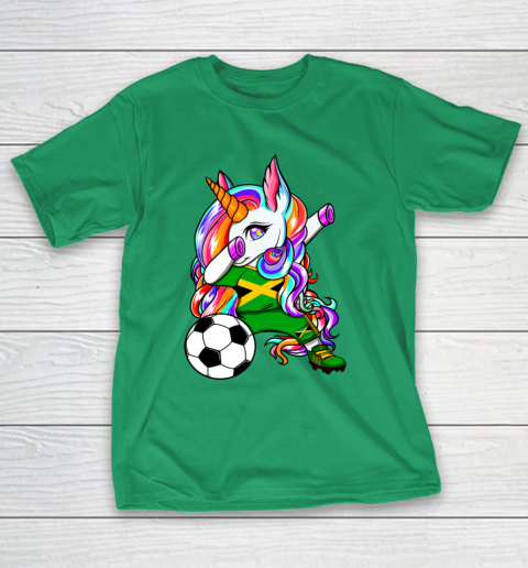 Dabbing Unicorn Jamaica Soccer Fans Jersey Jamaican Football T-Shirt 7