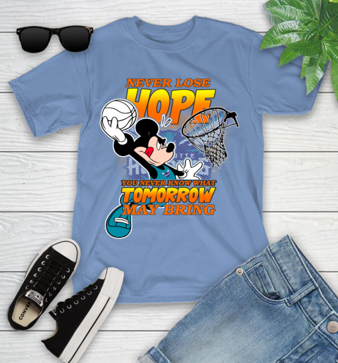 Charlotte Hornets NBA Basketball Mickey Disney Never Lose Hope Youth T-Shirt 15