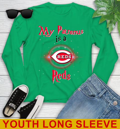 MLB Baseball Harry Potter My Patronus Is A Cincinnati Reds Youth Long Sleeve 7