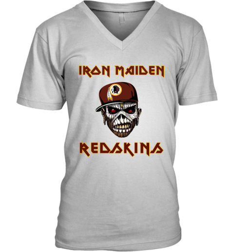 NFL Washington Redskins Iron Maiden Rock Band Music Football Sports 5Bn1RKGjRAI v neck unisex 8 95 151514 front white