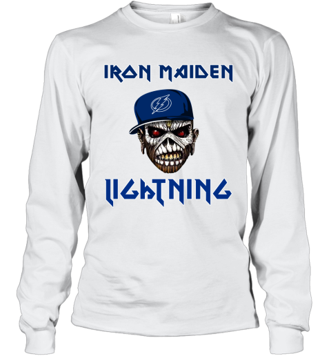 NHL Tampa Bay Lightning Iron Maiden Rock Band Music Hockey Sports 7AvmqkjDICp long sleeve tee 14 95 151514 front white