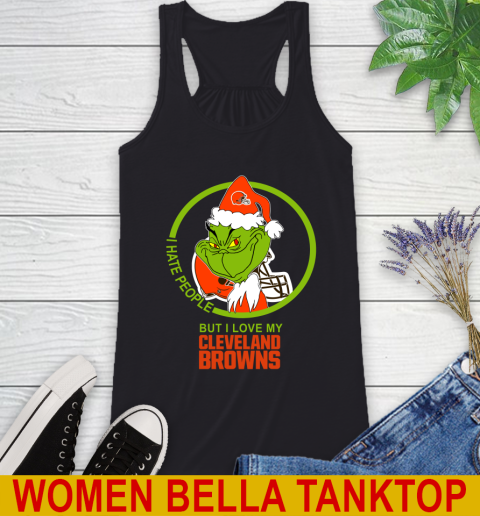 Cleveland Browns NFL Christmas Grinch I Hate People But I Love My Favorite Football Team Racerback Tank 2