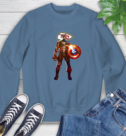 NFL Captain America Marvel Avengers Endgame Football Sports Kansas City Chiefs Sweatshirt 7