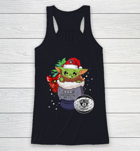 Brooklyn Nets Christmas Baby Yoda Star Wars Funny Happy NBA Racerback Tank 8