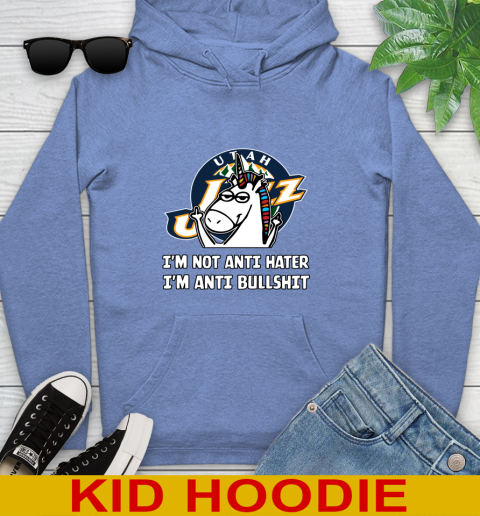 Utah Jazz NBA Basketball Unicorn I'm Not Anti Hater I'm Anti Bullshit Youth Hoodie 12
