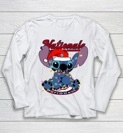 Washington Nationals MLB noel stitch Baseball Christmas Youth Long Sleeve